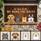 Personalized Dog & Cat Doormat, Gifts For Pet Lovers, In This Home We Make The Rules Funny Doormat